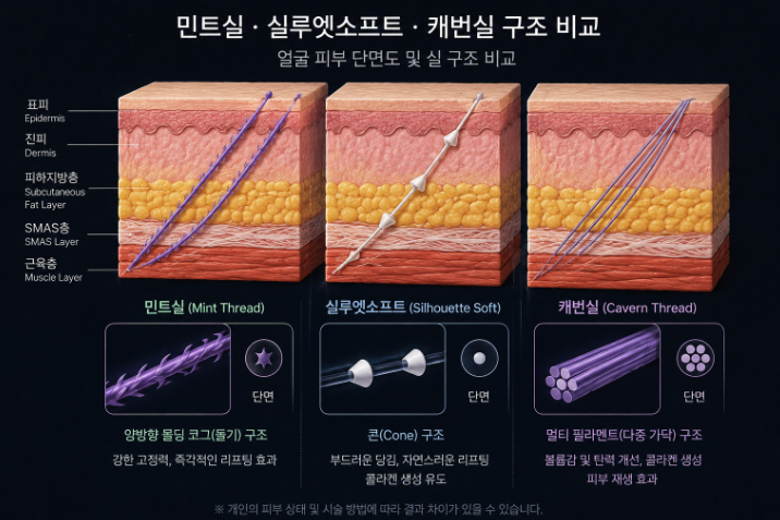 Mint Thread vs. Silhouette Soft vs. Cavaran Thread: What's the Difference in Lifting Effects? 사진 3